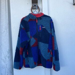 Rare Men's Patagonia Bear Block Retro X Deep Pile Fleece Jacket (Large)